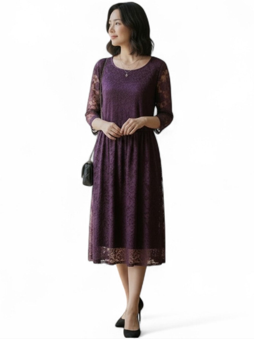 Purple Floral Lace Midi Dress Whimsigoth Dark Romantic Plus Size 20